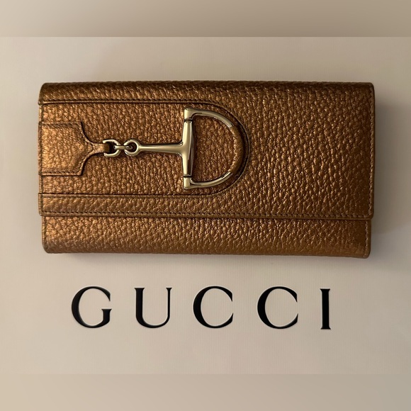 GUCCI Hasler Horsebit Metallic Leather Wallet EUC - Picture 3 of 15